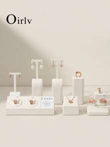 Oirlv All White Jewellery Display Set Shop Cabinet Display Props Necklace Display Bust Watch Ring Earrings Bracelet Decorative Stand