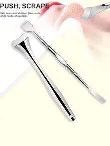 2 件面部清洁工具、面部护理刮刀、美容清洁工具、适合所有皮肤类型、男女通用的非过敏性不锈钢黑头去除工具、双头黑头钳和黑头去除套装、黑头清洁器：面部毛孔清洁器、去角质剂和按摩工具，使皮肤光滑