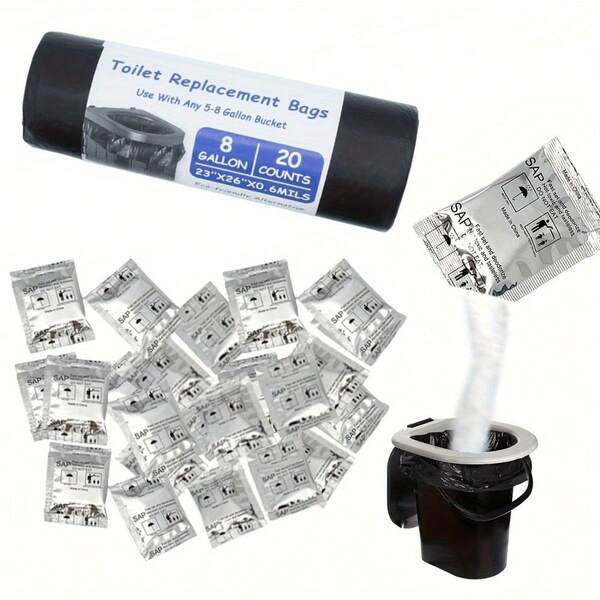 50pcs Portable Toilet Gel Pouches & Camping Toilet Bags - Odorless, Leak-Proof For Camping, Hiking & Outdoor Adventures - Ideal For 5-Gallon Buckets & Portable Toilets, Portable Toilet For Camping