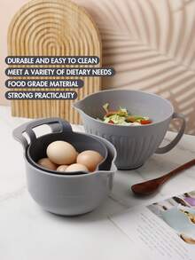 3件套多功能塑料搅拌碗套装，防滑沙拉碗，烘焙搅拌碗，防滑搅拌盘，清洁盘，厨房配件，易于清洁，适用于多种场合
