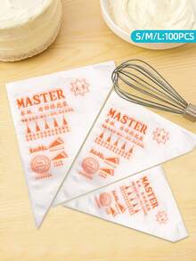 100 个重型一次性塑料裱花袋，加厚糕点袋 - 耐用、防滑，适用于蛋糕装饰、烘焙、糖霜和厨房工具、家庭和专业面包师烘焙用品、蛋糕装饰必需品 - 橘色 - 查看 7