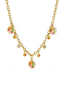 1 pieza Collar con frutas dulces y lindos, que incluye pitaya, sandía, aguacate, toronja y manzana, adecuado para estudiantes, un regalo encantador para niñas