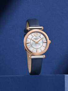 FION Women's Leather Quartz Watch With Mother-Of-Pearl Dial Watch For Ladies Elegant Wrist Analog Watch With Adjustable Strap