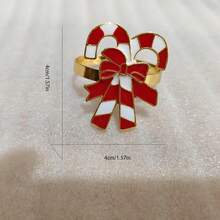 畅销圣诞拐杖糖餐巾环，简约合金餐巾架，酒店餐具餐巾圈 - 金色 - 查看 3