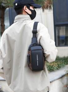 حقيبة صدر رجالية متعددة الوظائف بقفل كلمة مرور، حقيبة كتف عمل/رياضة يابانية الماركة، مناسبة لجميع المواسم والملابس الشارعية