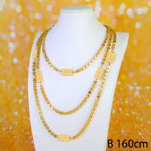 Collar largo de boda diseño árabe chapado en oro 21k, joyas islámicas de Dubai para mujeres, novias, compromiso y fiestas, joyería italiana