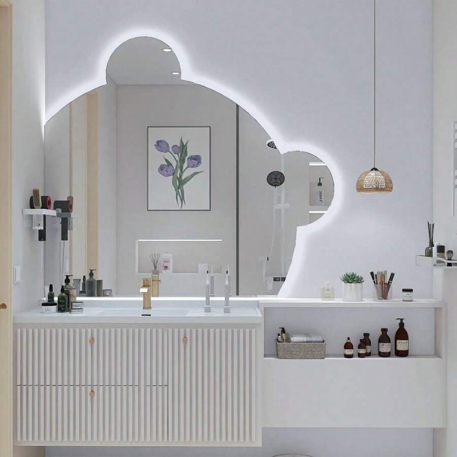 哑光白色即撕即贴壁纸，可移除自粘乙烯基壁纸，适用于浴室，防水 - 白色 - 查看 1