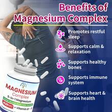5-In-1 Magnesium Complex Supplement 420mg + Vitamin B6 30mg, Support Heart, Relaxation, Sleep & Bone Health - 120 Vegan Capsules - unflavor - 查看 4
