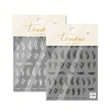 3D Translucent Nail Art Stickers White Black Smoke Blooming DIY Decals 3D French Design Manicure Slider Decor
