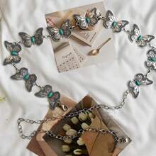 One Elegant Butterfly-Spotted Turquoise Ladies' Belt - Silver - View 7