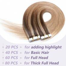 Invisible 10PCS/20-25G Tape In Remy Skin Weft 100% Human Hair Extensions Seamless Easy To Install 12"-24" - #02 Dark Brown - View 8