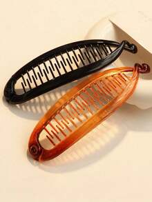 2 Pieces/1 Piece, Simple Matt Solid Color Fish Tail Hair Clips, Elegant Vertical Ponytail Banana Clip Solid Color Casual Polypropylene Ponytail Clip For Daily Commute, Non-Damaging To Hair, Hair Accessories - Multicolor - View 19