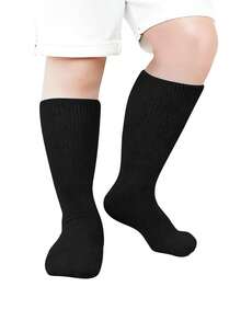 Mens Diabetic Over The Calf Socks Compression Knee High Socks Feet Protection - Đen+Trắng+Xám - Xem 5