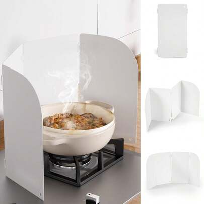 Supulin レンジガード 油はねガード IHとガス両用 4面タイプ 高さ32cm 油はね防止 キッチンガード コンロ用 油はね防止ガード IHコンロ 耐傷 お手入れ簡単 底に固定穴付き アウトドアでも活躍（ホワイト）