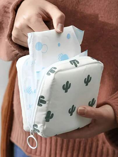 [创意少女卫生巾包] 多功能创意简约卫生巾收纳袋 | 可用作化妆包、洗漱包、口红盒、钥匙扣、数据线收纳包、化妆品收纳盒的旅行袋，理想的礼物之选