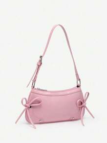 1pc Retro Bowknot Decor Shoulder Armpit Baguette Bag, Suitable For Dates, Outings, Parties