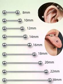 Set de 10 piezas de anillos de lengua, barras y tachuelas con bola de acero inoxidable sencillo, joyería de perforación corporal adecuada para uso diario de mujeres y hombres