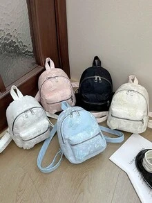 Fashion Cute Ladies Small Backpack, Lace Pattern Backpack, Comfortable Adjustable Shoulder Straps, Zipper Design, A Must-Have Casual Commuter Canvas Backpack, Perfect Choice For Daily Excursions! - Multicolor - View 2