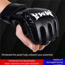 A Pair Of Adult Half-Finger MMA Boxing Training Gloves, Suitable For Sanda, Muay Thai, MMA, UFC And Other Sports. White, Red, Black