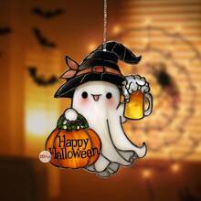 1 Cái Ghost Suncatcher - Đồ trang trí treo cửa sổ bằng Acrylic nhuộm màu, Đồ trang trí hình ma dễ thương với cây cối, Đồ trang trí mặt trời theo phong cách Gothic, Đồ trang trí nhà ma quái, Trang trí cửa sổ Halloween, Thẩm mỹ ngôi nhà ma ám, Thích hợp cho nhà ở, phòng ngủ, phòng khách, Trang trí tường (BỎ MÀNG MÀNG BẢO VỆ TRƯỚC KHI SỬ DỤNG, LÀM BẰNG ACRYLIC, KHÔNG PHẢI KÍNH) Đồ trang trí Halloween Trang trí mùa thu Trang trí phòng - Con ma nhỏ - Xem 3