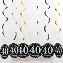 1set Rose Gold PVC Spiral Happy Birthday Swirl 18/21/30/40/50/60/70/80 Years Old Hanging Ornaments Birthday Party Decorations Birthday Decor