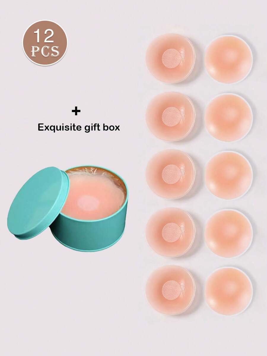 2/12 PCS Nipple Covers For Women, Reusable Nipple Coverings, Nipple Pasties, Boob Pasties, Reusable Silicone Adhesive Invisible Pasty Nipple Covers For Women With Travel Box