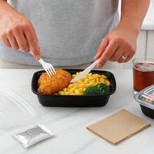 50-Pack Reusable Meal Prep Containers Microwave Safe Food Storage Containers With Lids, 28 Oz - 1 Compartment Take Out Disposable Plastic Bento Lunch Box To Go,  Dishwasher & Freezer Safe - 28oz-50Pack Black - 查看 5