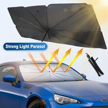 1pc Car Sunshade Umbrella - Protect Your Car Interior From Summer Sun - Windshield Protection And Shading Accessories - Black - View 3