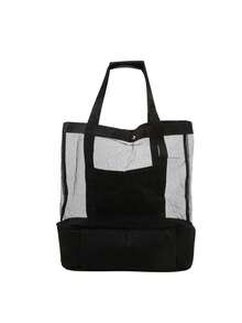 Bolsa grande com compartimento isolado à prova d'água, bolsa tote, bolsa de praia, bolsa de viagem - Preto - Ver 6