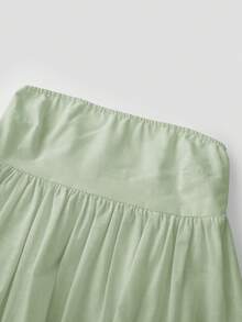 Women Summer Flowy Tube Top Y2k Solid Color Strapless Off The Shoulder Loose Fit Babydoll Bandeau Crop Tops Backless Sleeveless Going Out Tops Vests Shirts Casual Streetwear - 綠色 - 查看 5