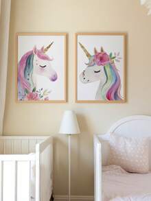 1pc Baby Room Decor Nursery Wall Art.Unicorn Mural, Unicorn Kids Room Decor, Girls Bedroom Mural, Whimsical Unicorn Poster, Kids Room Digital Wall Art, Playroom Decor, Toddler Room Prints, Eclectic Nursery Wall Art.Baby Nursery - Cute And Playful Children's Decor.Various Sizes 20-70cm, Framed Or Unframed Available, Perfect For Baby Room Decor.Home Decor, Summer Wall Art - Multicolor - View 7