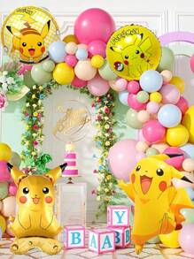 pokemon A Set Of Arch Balloon Color Balloon-Themed Pokemon Pikachu Arch Balloon Theme Set, Birthday Theme Balloon Set, Party Event Decoration, Wedding Birthday Decoration, Wedding Ceremony Decoration, Balloon Chain, Party Supplies, Party Balloons Christmas, Halloween, Festival Supplies, Festival Decorations, Thanksgiving, Back-To-School Season, Autumn And Winter