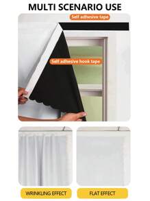 1pc Self-Adhesive Portable 100% Blackout Window Curtain, Drill-Free Blackout Cloth Suitable For Windows, Doors, Bedrooms, Basements - Heat Insulation, Dark Small Room Curtain, Can Be Used Year-Round