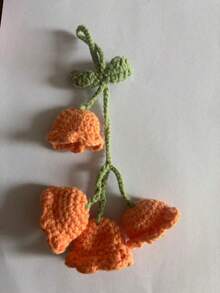 1pc Handmade Crochet Bell Orchid Flower String Keychain Bag Decorative Clasp, Fashion Girl's Backpack Pendant Lovely Flower Backpack/Schoolbag/Purse Pendant, School Supplies Teacher Gifts Back To School Supplies Teacher Accessories Back To School Supplies Gifts For Teachers Crocheted Flower Trinket Gift For Women In Summer - Multicolor - View 7