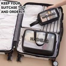 3 件套防水 PVC 旅行化妆包、化妆品收纳包、洗漱包，适合度假、假日、夏季必需品、护肤品、洗漱用品、珠宝、文具、电子产品