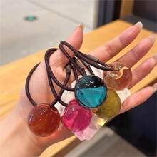 高马尾夹透明果冻球高弹耐用橡胶发带，夏季新款时尚发饰 - 玻璃球髮圈 - 查看 13