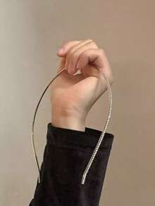 1件/5件套细金属丝发箍，简约设计风格发带，适合休闲、派对、街头时尚佩戴，女士发箍，发饰头饰 - 銀色單排 - 查看 6