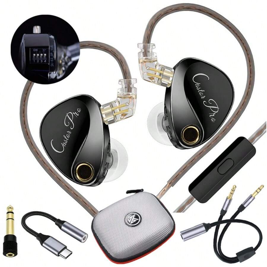 KZ Audífonos para monitoreo KZ Castor Pro - Nuevos y originales, sintonizados por Harman, auriculares internos de alta fidelidad ajustables, con micrófono, cancelación pasiva de ruido y diseño deportivo