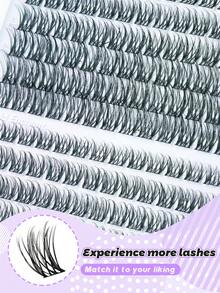 168PCS C-Curl Natural Lash Clusters Clear Band Eyelash Clusters Wispy Lashes Clusters 10-16mm Cluster Eyelash Extensions Individual Lashes DIY Lash  Natural Look - Đen và trắng - Xem 3