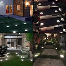 Éclairage solaire au sol, 4 paquets de 8 LED encastrés, lumières solaires étanches pour le jardin, éclairage paysager extérieur, disque lumineux pour allée, pelouse, allée, chemin de promenade (1/4 pièces)