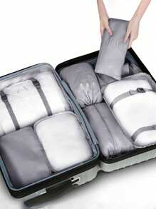 7 Stücke Reisetaschen mit großer Kapazität, wasserdichte tragbare Aufbewahrungstaschen für Kleidung, Hosen, Schuhe, Socken, Gepäckaufbewahrungstaschen, Reißverschluss-Aufbewahrungstaschen mit großer Kapazität, tragbare Reise-Tragetaschen, Aufbewahrungstaschen, Netztaschen, Kosmetiktaschen