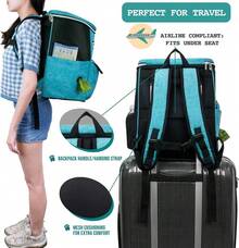 Dog Travel Bag Backpack, Airline Approved Dog Bags For Traveling, Puppy Diaper Bag Supplies, Pet Camping Essentials Hiking Accessories Dog Mom Gift, Food Container, Collapsible Bowls, Teal Blue - 藍色 - 查看 7