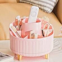 1 件粉色/米色 PP 材质倾斜设计化妆品收纳盒，高端桌面化妆刷架，可旋转梳妆台收纳盒，浴室装饰，办公室，母亲节，情人节礼物浴室配件 - 彩色 - 查看 7