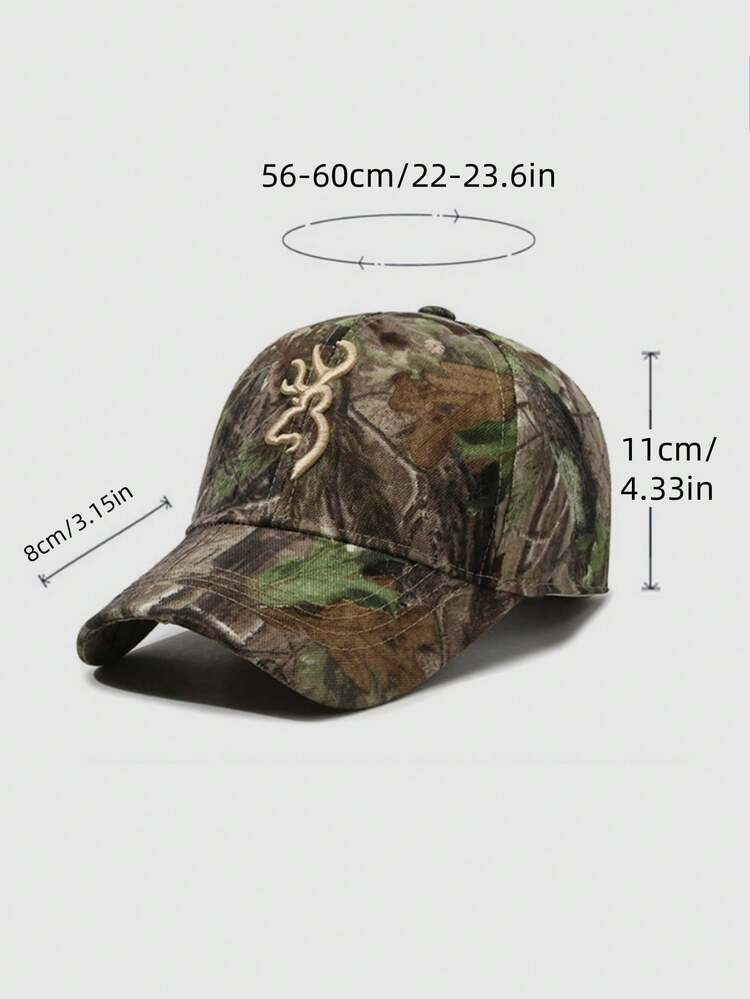 1 件男女通用迷彩棒球帽，带刺绣鹿标志，可调节户外狩猎钓鱼徒步帽，男女皆宜，透气防晒头饰，适合露营、探险旅行、运动和日常休闲，四季时尚配饰 - A - 查看 4
