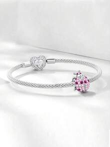 1pc 925 Sterling Silver Pink Ladybug Cubic Zirconia Pendant, Suitable For DIY Women Jewelry Bracelet - Color Ladybug - View 5