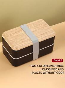 1Set Bamboo Bento Box With Compartments And Utensils, Stackable Lunch Box, Snack Container, Includes Spoon And Fork For Meal Prep Perfect For Back To School, Fishing, Camping,And Holiday Gift For Christmas And Thanksgiving!