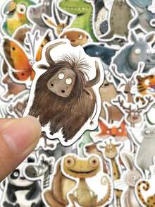 50pcs/Set Funny Retro Cartoon Animals Stickers, DIY Aesthetic Decorative Decals For Laptop Water Bottle Luggage Notebook Guitar Phone Stationery Sticker