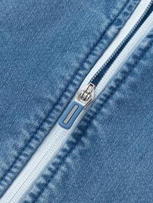 Balabala Boys Denim Hoodie Jacket 2025 Casual Zip-Up Outerwear For Kids - Denim Light Blue - View 4