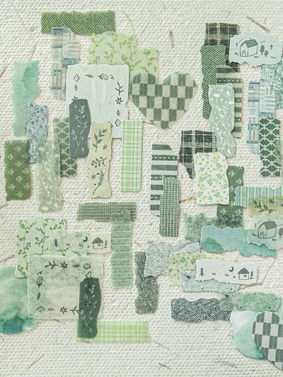 CANDY POETRY 50pcs/Pack Vintage Fabric Tear Stickers, Creative Aesthetic Craft Stickers For DIY Scrapbook Decorations, Holiday Gifts, Personalized Scrapbooking & School Supplies, School Supplies, Back To School