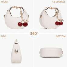 ¡RecomendadoJQWSVE - Bolsas pequeñas con asa superior para mujer, mini monederos, bonitas bolsas cruzadas con cereza¡Top de Temporada - C01-negro - Ver 4